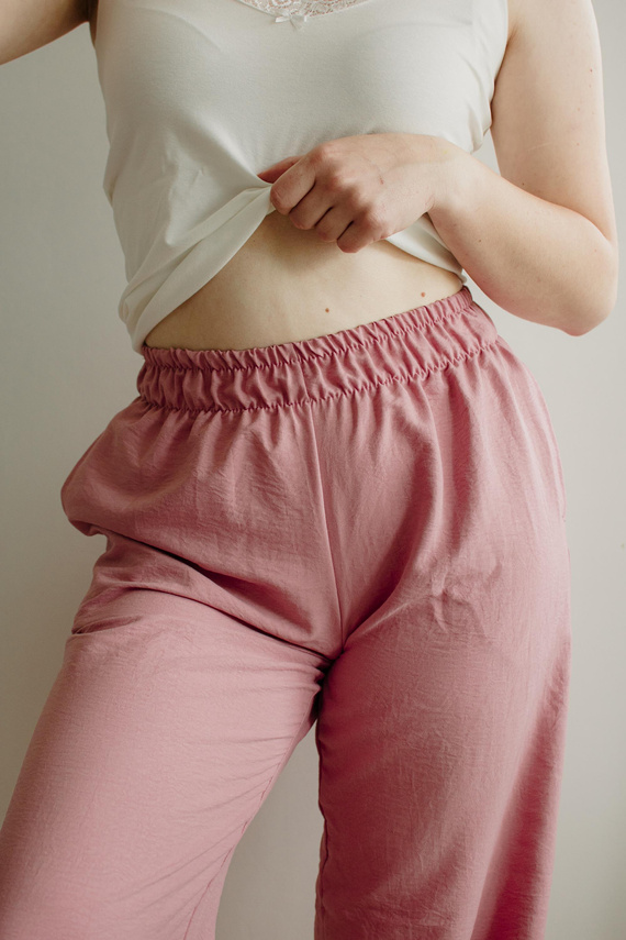 Maeve 875 De Lafense pantalón de pijama de mujer - largo, liso, con bolsillos - rosa