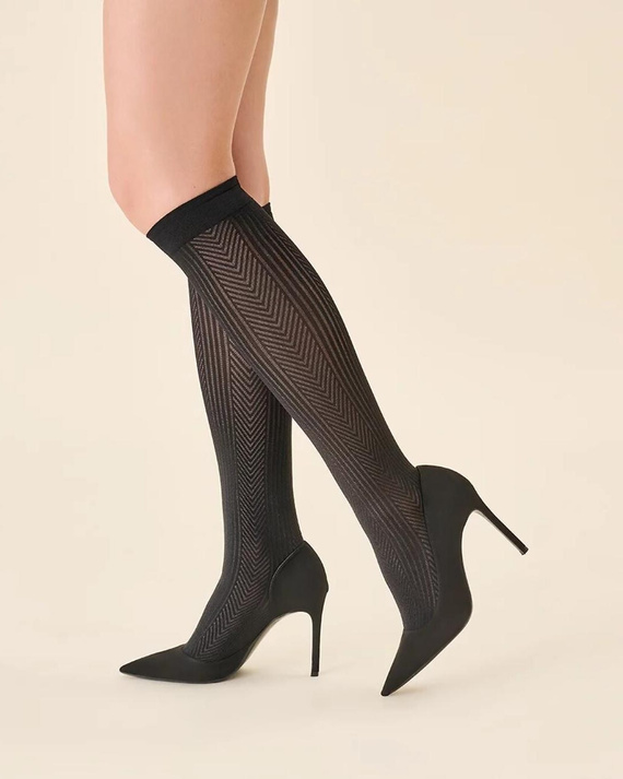 Calcetines hasta la rodilla Gabriella Visa 608 - negro, 40 den, dobladillo no prensado