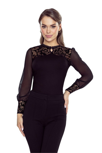 Eldar Jamila blusa de mujer negro - viscosa, manga larga, elegante