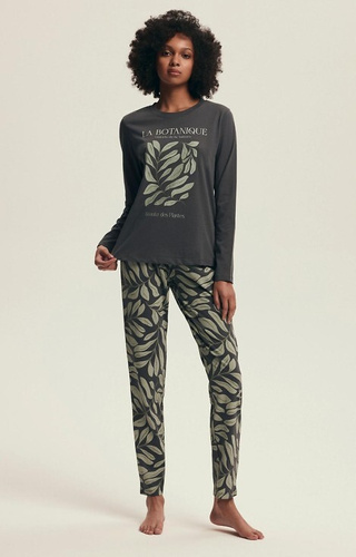 43685 Danna Pijama de mujer Henderson gris - algodón, estampado botánico