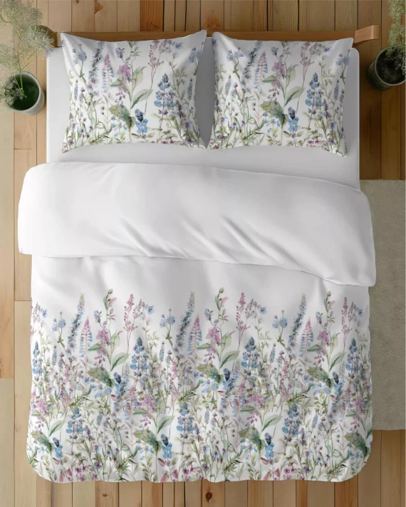 5485 B Detexpol Satin Stories blanco-azul ropa de cama | 100% algodón, tejido de satén, cremallera, papel de regalo