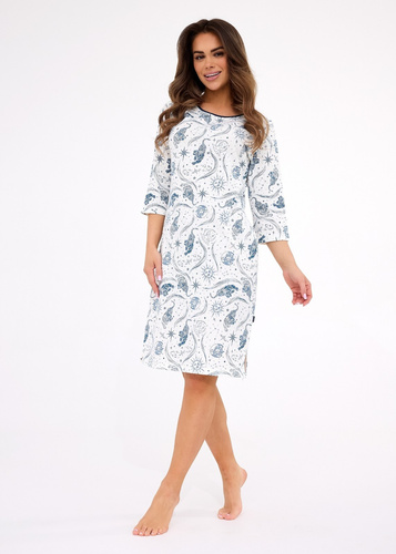 Camisón Ingrid 464/448 - algodón, manga 3/4, color crudo - comodidad y elegancia