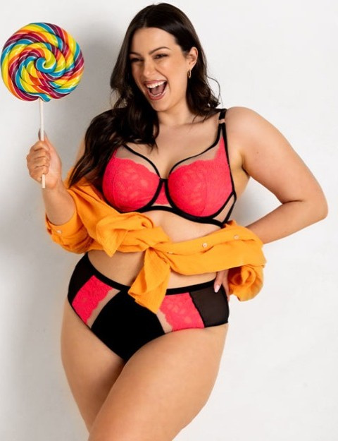 19232 Funny Sujetador Plunge Mediolano negro-fluo - escote profundo, sensual, elegante