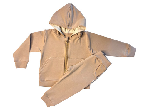 Mamatti DR2150 Conjunto de chándal marrón para niña - sudadera con capucha y pantalón con bolsillos