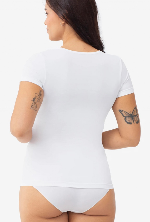 Gatta T-Shirt 2K 608 camiseta sin costuras de microfibra para mujer, manga corta, blanca