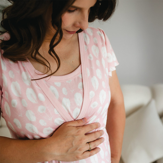 Camisón de maternidad y lactancia Emily Eevi de bambú - rosa