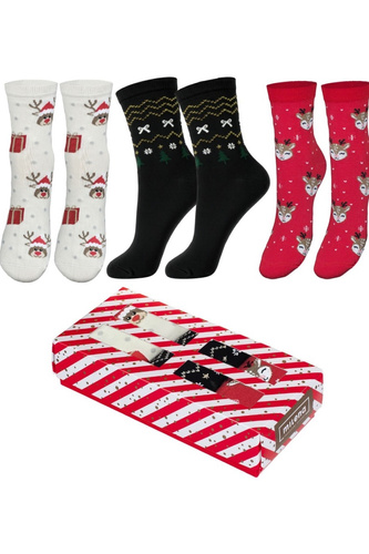 Set de Navidad para mujer Milena 0811.018 - algodón 3 pares de calcetines en caja