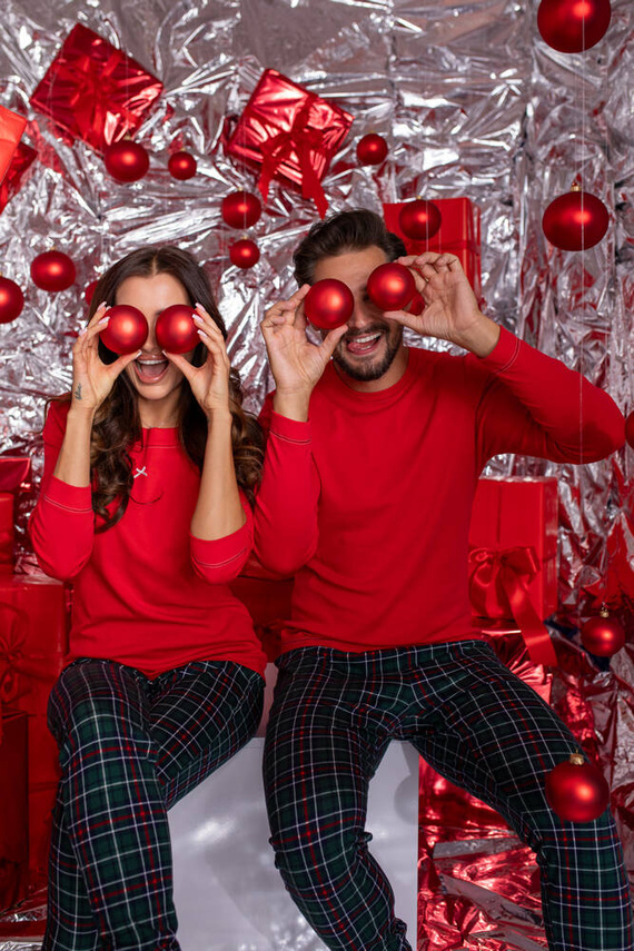 Foggia Pijama señora manga larga, pantalón largo Moda Italiana - rojo/estampado