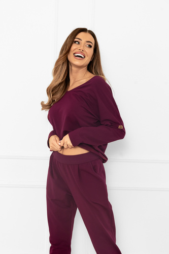 Karina Conjunto de chándal de mujer Italian Fashion burdeos - algodón, cómodo