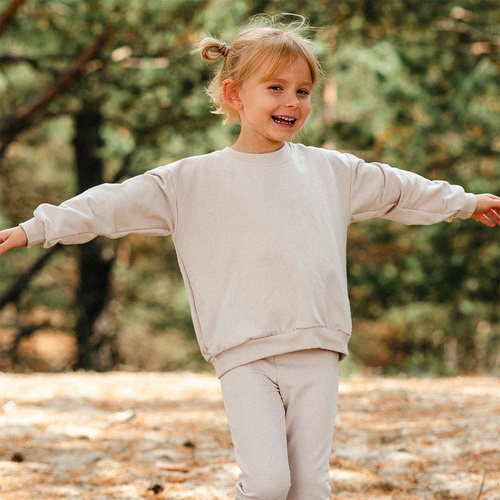 Simply Comfy Sudadera para niño Eevi - oversize, 100% algodón, beige