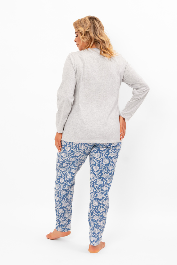 Pijama de mujer Boma - manga larga, pantalón largo, algodón Moda Italiana - melange/estampado