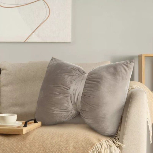 Eurofirany Cojín de Navidad beige 45x55 - lazo de terciopelo