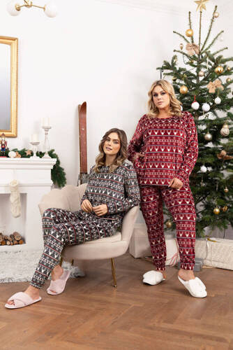 Vellón Islandia Conjunto Mujer Moda Italiana - estampado burdeos