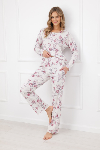 Pijama de mujer Beauty Italian Fashion 100% algodón manga larga pantalón