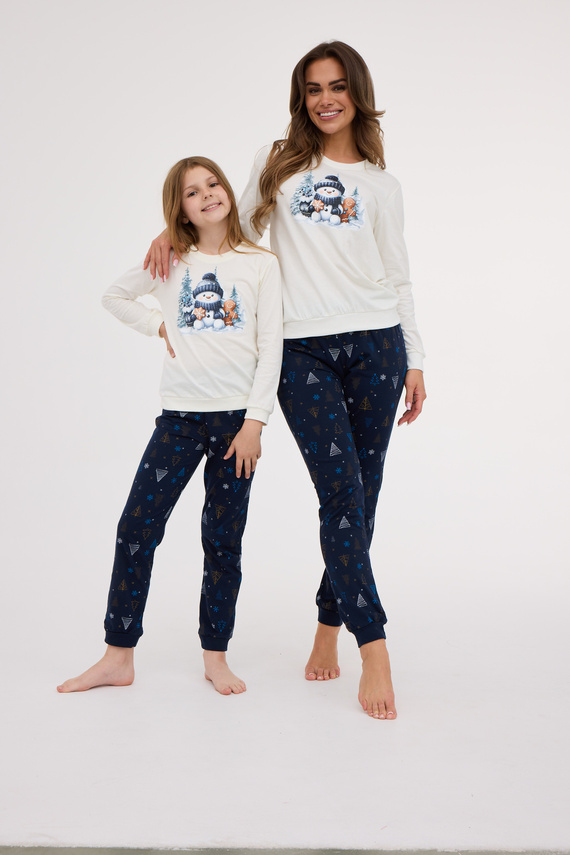 721/427 Snowy Day Pijama de señora Cornette crudo - algodón, manga larga | Cálido y confortable