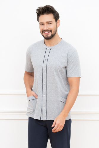 Alcest Pijama hombre manga corta, pantalón largo Moda Italiana - azul marino