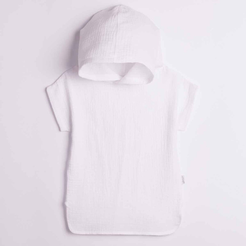 Ponczo infantil Nicol 224390 muselina 100% algodón con capucha - blanco