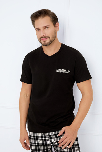 Klark Pijama de manga corta para hombre, pantalón corto Moda Italiana - negro/estampado