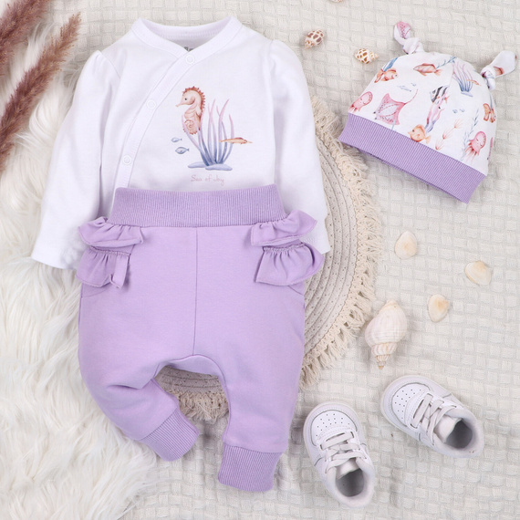 ABN-5472 Mono envolvente de manga larga Underwater World Nini blanco - algodón orgánico, para bebés