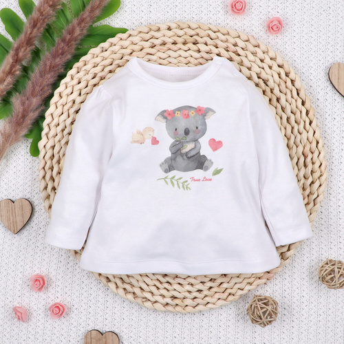ABN-5541 Blusa para bebé Nini Happy Animals de algodón orgánico - costura sin níquel, ecológica, producción polaca