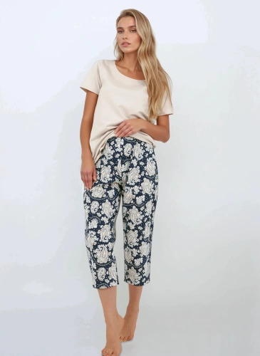 Pijama de mujer Momenti Per Me - manga corta y pantalón 7/8, algodón