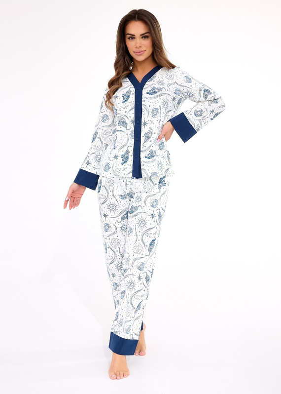 Pijama de señora 514/443 Amber CORNETTE - algodón, manga larga, abotonado