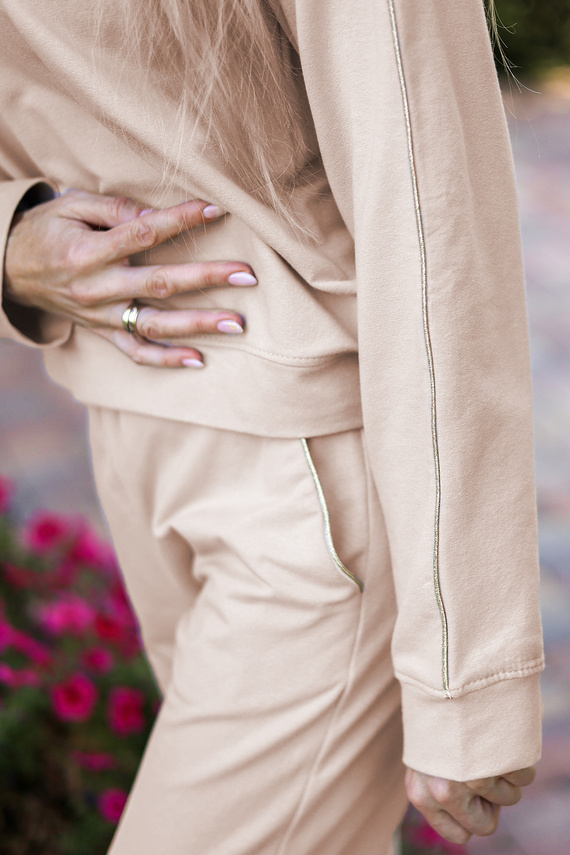 Maio chándal mujer Mirale algodón 95% algodón 5% elastán, producción polaca - elegante conjunto deportivo - beige