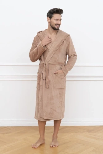 Mimas Albornoz con capucha para hombre Italian Fashion- camel