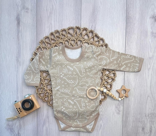 Body BK16526 Mamatti beige con dinosaurios de algodón Body para bebé