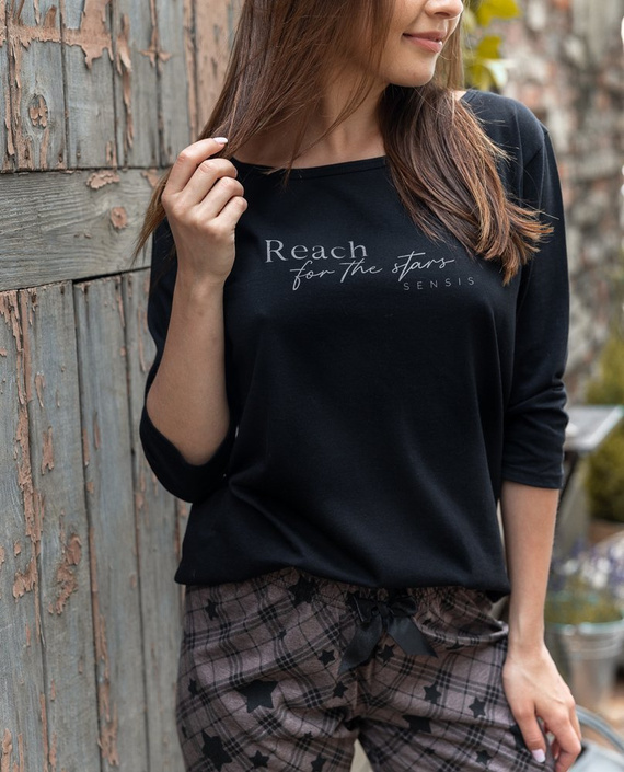 Sensis Reach For The Stars Pijama de mujer - negro-marrón
