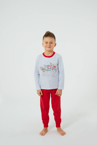 Pijama Junak para niño manga larga y pantalón Moda Italiana - j.melange/rojo