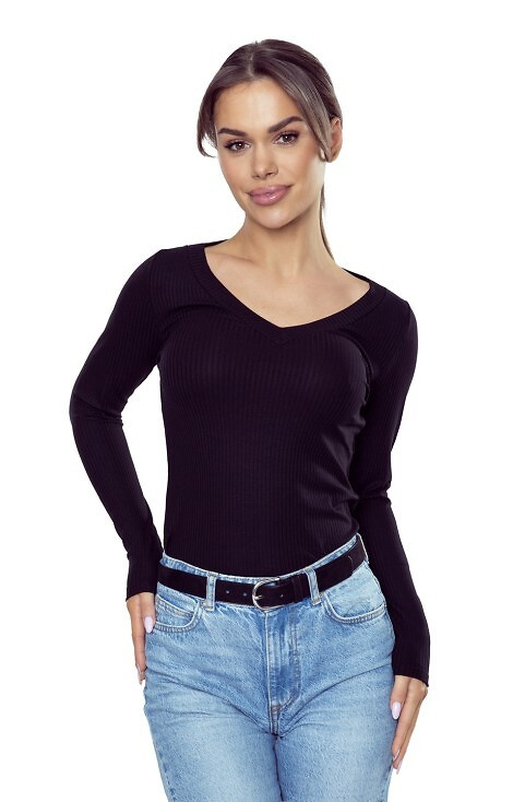 Eleonor Eldar Active negro - blusa de mujer en viscosa acanalada, manga larga