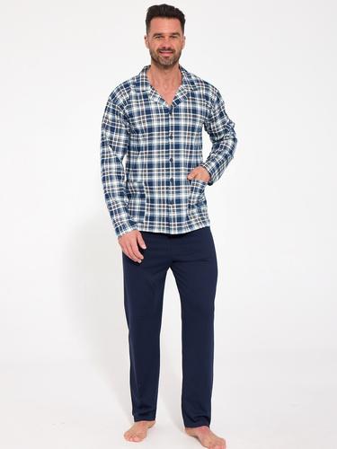 Pijama para hombre Cornette 114/85 abotonada 100% algodón a cuadros