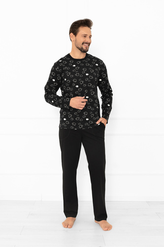 Pijama de hombre Wito - manga larga y pantalón largo, algodón MEGA SOFT Moda Italiana