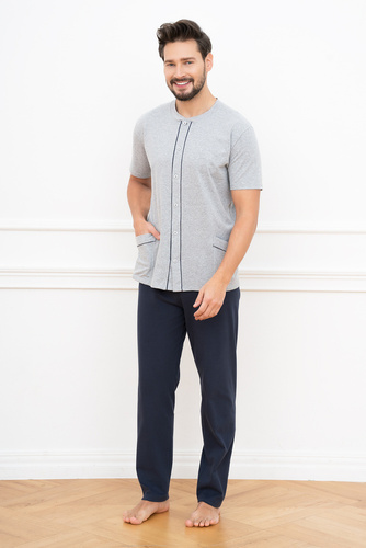 Alcest Pijama hombre manga corta, pantalón largo Moda Italiana - azul marino