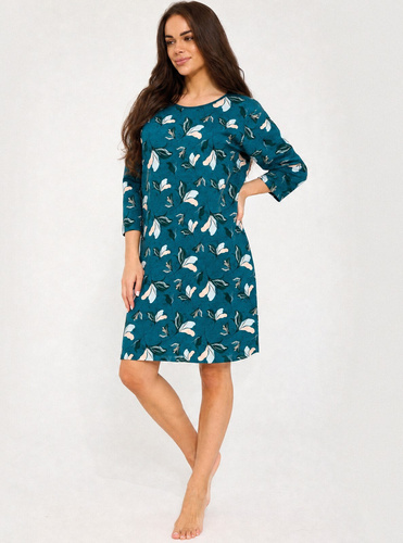 Camisón Cornette 464/513 Greta 2 100% Algodón Flores Manga 7/8