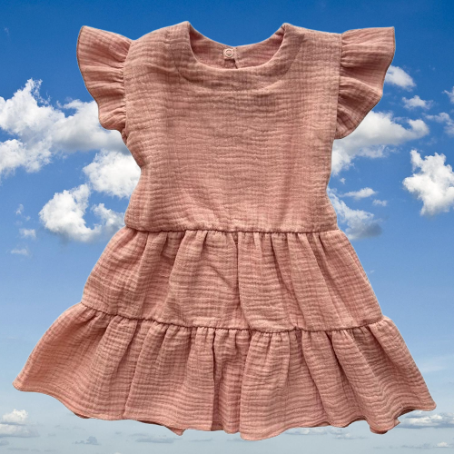 Vestido infantil de muselina Mamatti SE50510 rosa empolvado algodón