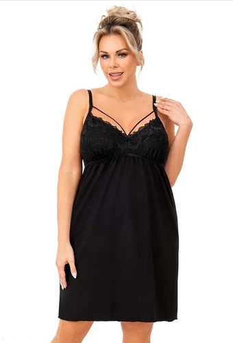 Camisón Sylvia Donna negro - viscosa, sin tirantes, femenino y delicado