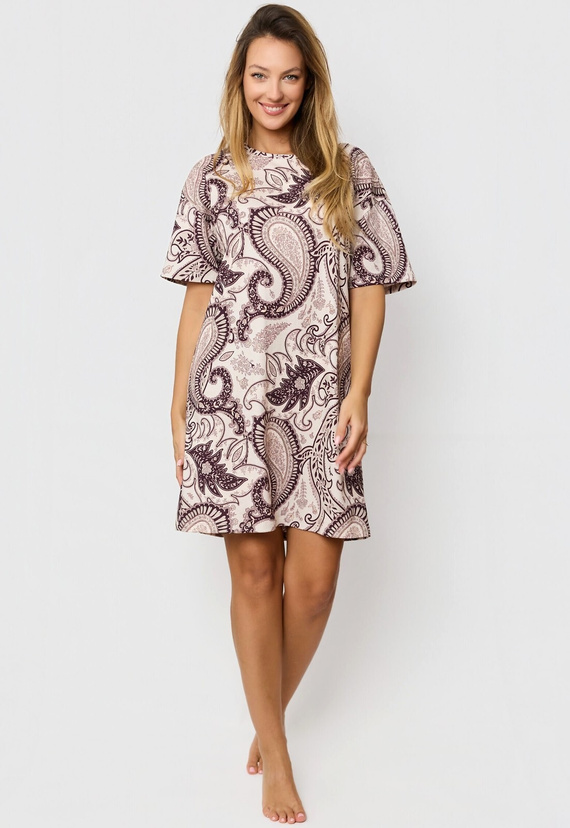 Camisón Mefemi Iris KB60 - marrón, algodón, estampado oriental