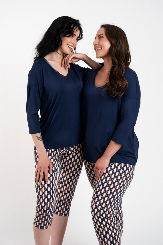 Milda Pijama de mujer manga 3/4, pantalón 3/4 Moda Italiana