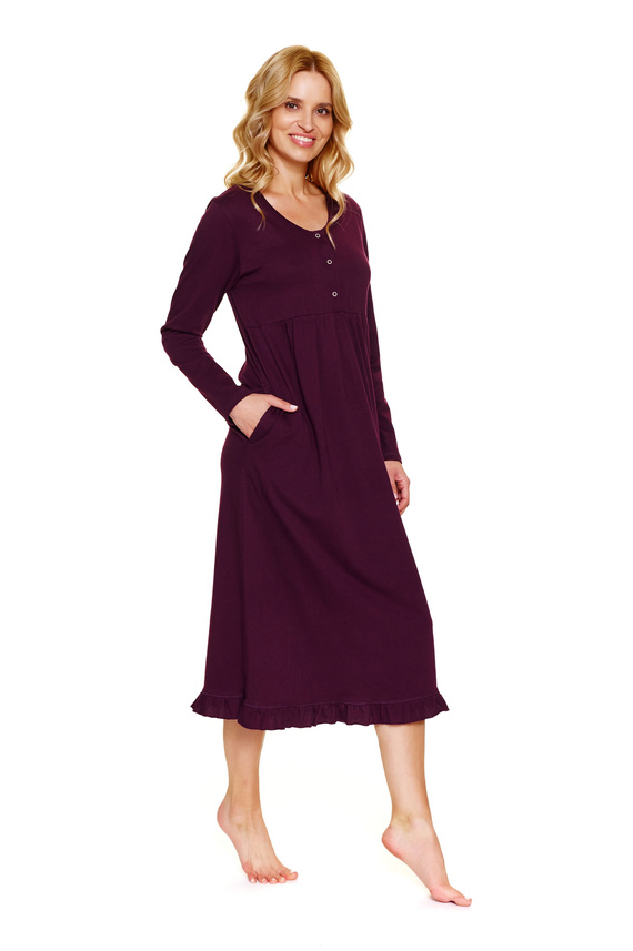 7318 Doctor Nap - Camisón de embarazo y lactancia en algodón | Fabricación polaca - burdeos