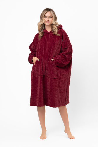 Reno Kocobluza Italian Fashion burdeos - oversize, suave bipolar, unisex, con capucha