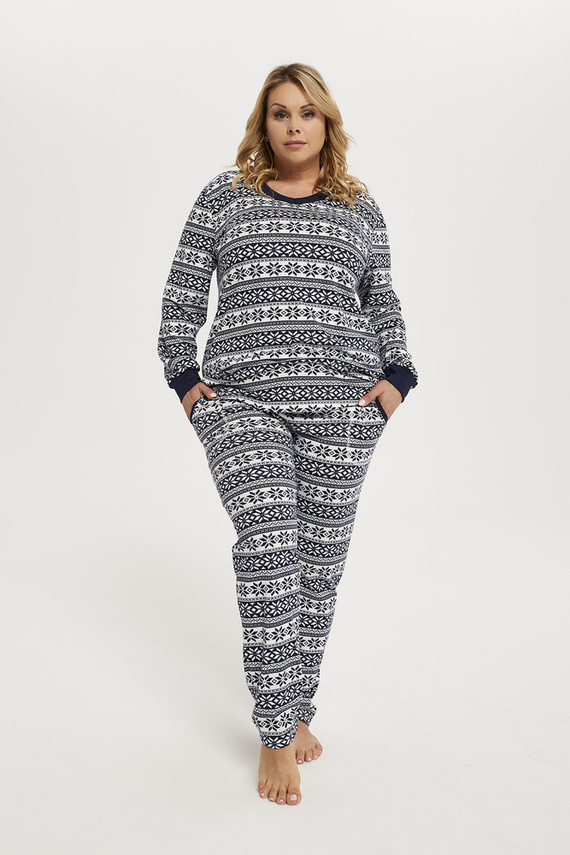 Alaska Pijama señora manga larga, pantalón largo Italian Fashion - estampado/verde