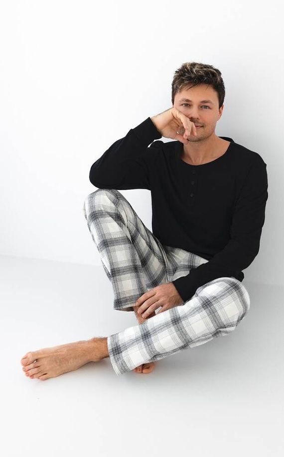 Pijama de franela para hombre Charles Sensis - Negro