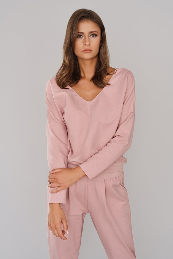 Karina Señoras conjunto de manga larga, pantalones Moda Italiana - caramelo