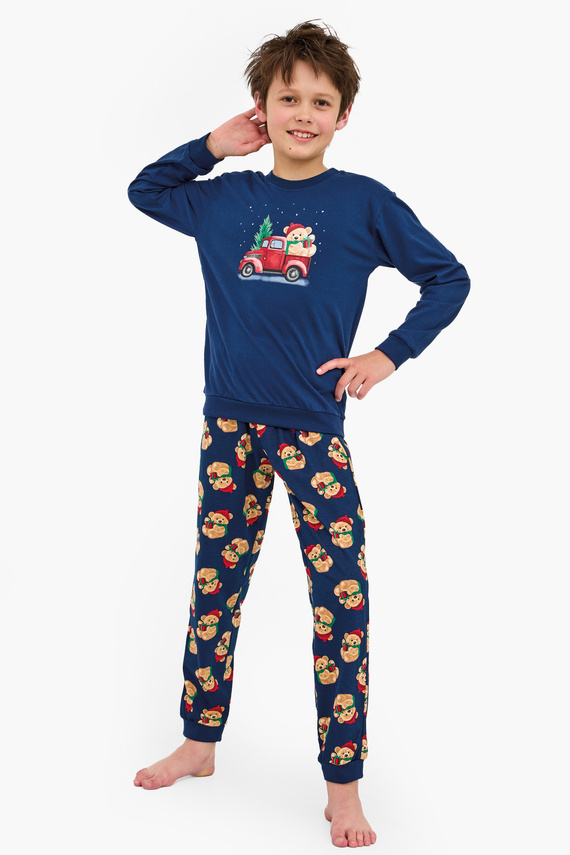 593/172 966/172 Osito Pijama de niño Cornette - Navidad, azul marino, algodón