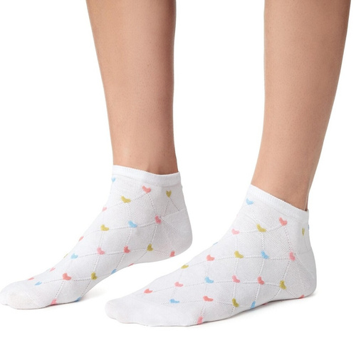 Calcetines tobilleros de mujer Steven 114 Summer de algodón finos para sneakers blanco 178