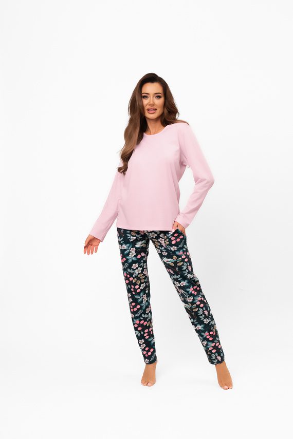 Pijama de algodón para mujer Marisal - manga larga, pantalón largo Moda Italiana