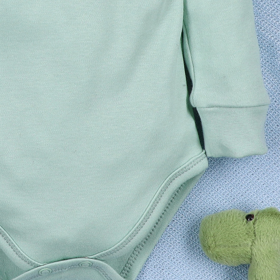 ABN-5566 Dino Explorer body algodón orgánico Nini menta algodón orgánico, manga larga