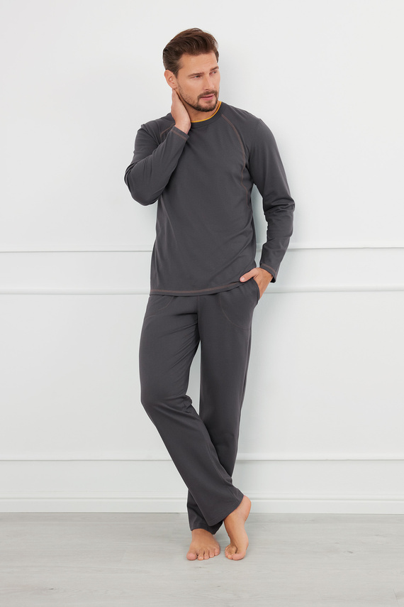 Pijama Salomon Hombre manga larga, pantalón largo Moda Italiana - grafito/miel